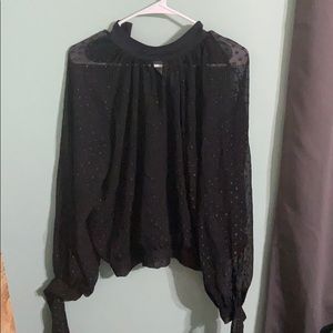 Shear black glitter polka dot blouse